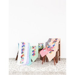 미도규방 전통 색동 모시 민속공예품 외국인선물 테이블 식탁 조각보 꽃자수 러너 2M, 흰색