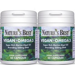 네이처스베스트 Natures best Vegan Omega3 네이처스 베스트 해조류 오메가3 625mg DHA 250mg 60정 2병, x, 1개