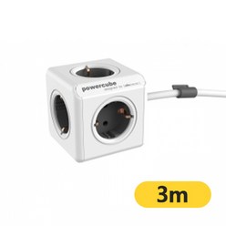 파워존 파워큐브 4000w 고용량 멀티탭 5구 3m 그레이 16A, 1개