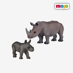 코뿔소 사파리 동물피규어 장난감 동물학습 2종 세트 코뿔소 아기코뿔소 테라리움피규어