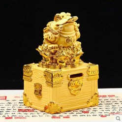 황금 두꺼비 저금통 인테리어 디자인 재물운 잔돈, 대형 황금 두꺼비 보물 상자