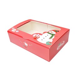 메리 투명 창박스 소 1매입 크리스마스 쿠키상자 쿠키박스 선물 포장 마카롱 하나베이킹푸드, 1개입, 빨강