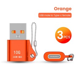 Olaf USB 3.1 Type-C 데이터 어댑터 유형 C OTG USB C 남성 Macbook Xiaomi 용 USB 여성용 변환기 Xiaomi Samsung S20 Fa, 3PCS Orange