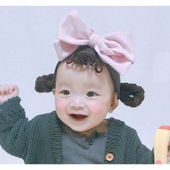 유호랑 정품 소녀밴드 나비리본핀 포함 (아기가발/탈부착 위그밴드)