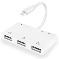 Lightning iPhone to USB3 OTG 카메라 어댑터/충전이 가능한 케이블 코드 Lightning iPad to SD/TF 카드 리더기 지원 3.5mm Aux, 6 IN 1