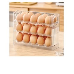 자동폴딩 냉장고 계란 달걀 보관함 에그 트레이 30구, 투명 일체형