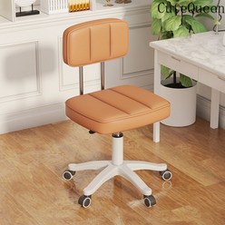 CuteQueen 귀여운여왕 미용실 전용 의자 이용 미용실 네일 의자 회전 상승 등받이 대형 작업의자 홈용 원형 의자, 메이플 리프 오렌지 (하중 철 휠) 라텍스 쿠션, [증가] 둥근 의자, 1개