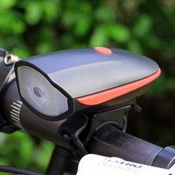 미란다 충전식 자전거 LED 전조등&전자벨 /오렌지, 1개