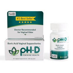 pH-D Feminine Health 붕산 좌약 질내건강 Boric Acid Vaginal Suppositories 600 mg 24 정, 1개