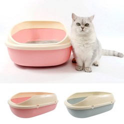 희동이네 고양이 화장실 집사와 고양이를 위한 쉬운 청소 출입이 편한 대형 오픈형 화장실, 핑크