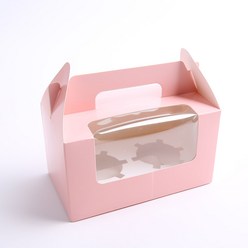 머핀상자 포장 컵케이크 쿠키 투명창 상자 (10장), 2구-핑크(10장), 10개