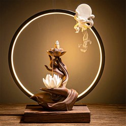 LED램프 연꽃 모양 무드등 인테리어 소품 연기 폭포, white lotus lamp