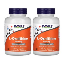 나우푸드 엘 오르니틴 Ornithine 아미노산 염산염 500mg 120베지캡슐 2개세트, 2개, 120개