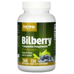 Jarrow Formulas 빌베리 포도껍질 추출물 폴리페놀 280ml 120캡슐 Bilberry Grapeskin Polyphenols