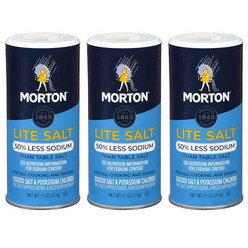 Morton Less Sodium Lite Salt 미국 몰튼 50% 저염 라이트 씨쏠트 소금 11oz 311g 3통, 3개