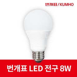 번개표 LED 전구 8W E26, 1개, 주광색