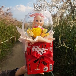 앨리스 빼빼로데이 아크릴 꽃풍선 인형 꽃다발(LED조명+쇼핑백 포함), 1.앨리