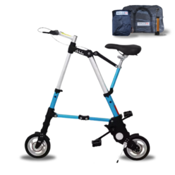 MALLSIN 차량용 미니 경량 접이식 폴딩 삼각 ABIKE 자전거, 몰즈인 8인치 블루 거치대 공기타이어