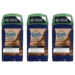 Tom's of Maine 남성용 천연 차콜 땀 억제 데오도란트 79.4g(2.5온스). 3팩, 79.4g, 3개