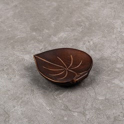 잎새 조각 고급 칠 차탁 찻잔 컵받침 원목 코스트 우드, 1개