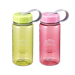 락앤락 에코 슬림 물병 ABF612LGS2 400ml x 2종 세트, 그린, 핑크