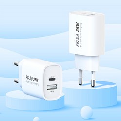 갤럭시노트10 노트플러스 초고속충전기 25W 2포트 USB CtoC 듀얼충전기 PPS PD초고속충전기 PD급속충전기 C타입 충전기, 충전기화이트, 1개