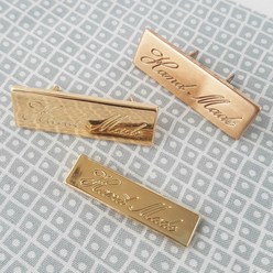 퀼팅맘 국내생산 10종 핸드메이드 금속 라벨, 골드 [고급도금] M 사이즈 (40mm×10mm), 1개