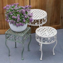 Meainna 빈티지 엔틱 철제 의자 정원 소품 인테리어 2개 세트, 화이트, 사각형