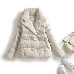 HOLIDIS 여성 슬림핏 숏 패딩 면복 자켓 가을 겨울 패션 도톰 코트 더블 정장 칼라