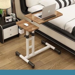 Maxinsk 높이조절 사이드테이블 이동식 침대 소파 사이드테이블 노트북 테이블 간이 책상, 나무무늬