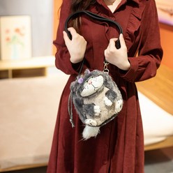 귀여운 루시퍼 고양이 인형 베개 고양이 인형 생일 선물, 초대형 65 cm [생일 모자를 보낼 컬렉션], 루시퍼 [숄더스트랩 메신저백]