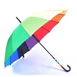 썬더 55폰지 14k 무지개 곡자우산 장우산