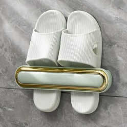 욕실 가정용 벽걸이 펀칭프리 설치 물빠짐 신발걸이 수건수납대 화장실 슬리퍼 선반, 쇼트(말차그린), 기타, 1개