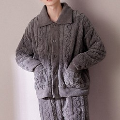 착한플리츠 극세사 꽈배기 남녀커플 수면잠옷 세트