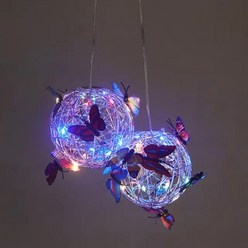 LED 태양열 나비 걸이식 트리 볼 야외 파티오 정원 장식 조명 둥근 공 빛나는, 02 B_01 0-5W