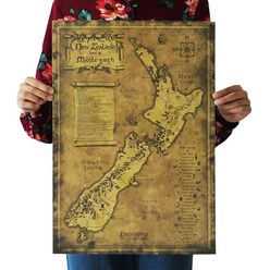 어가네닷컴 레트로 대형 세계지도 은하계 지구 옛지도 포스터, W011-뉴질랜드 옛지도