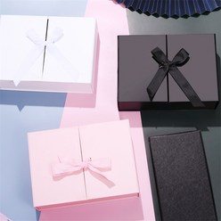 원터치 슬립 양문형 고급 리본 선물 상자 박스 싸바리, 핑크