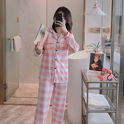 애플민트 여성용 파자마 긴팔 홈웨어 면 잠옷 상하세트