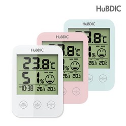 휴비딕 디지털 벽걸이 스탠드형 시계 온습도계 HT-3, 1개, 핑크