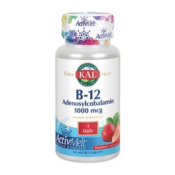 KAL 칼 비타민 B12 아데노실코발라민 딸기 맛 1000 mcg 90 마이크로 타블렛, 1개, 90ml
