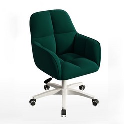 예쁜 등받이 회전 화장대 책상 의자 인테리어의자, 짙은 녹색 (흰색 의자 다리), 1개