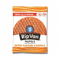 Rip Van Dutch Caramel & Vanilla Stroopwafels 립반 스트룹와플 더치 카라멜 앤 바닐라 1.16oz(33g) 12팩, 33g, 12개