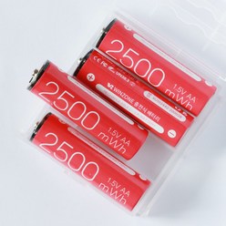 winzone 윈존 급속 대용량 리튬이온 AA USB-C 충전식 경량 건전지, 1팩, 4개