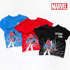 마블 정품 스파이더맨 캐릭터 나염 반팔 티셔츠 3컬러