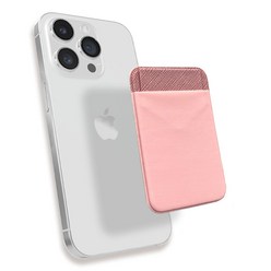 스마트폰 라이크라 부착형 포켓 케이스 교통카드 명함 홀더 아이폰 갤럭시 카드지갑, 라이크라 핑크, 1개