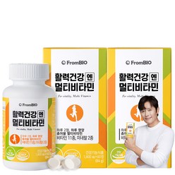 프롬바이오 활력건강엔 멀티비타민 19가지 기능성 츄어블 미네랄 온가족건강, 1400mg, 2병, 60정