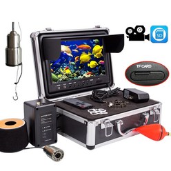 어탐기SYANSPA 컬러 디지털 LCD 어군 탐지기 수중 낚시 카메라 HD 1000TVL 광각 12LED 우물 9 인치, 05 100 메터_01 DVR