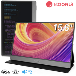 KOORUI 1080P FHD IPS 15.6인치 초슬림 포터블 휴대용 모니터 15B1블랙 [한글 시스템+내장 스피커], 15B1