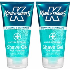 King of Shaves 킹 오브 쉐이브 쉐이빙 젤 150ml 2팩 안티박테리아 Antibacterial Shaving Gel for Men - TWIN-PACK, 1set