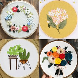 프랑스자수 DIY 패키지 십자수 세트 꽃액자 도안 초보, 선택2. 4.꽃피우는 날